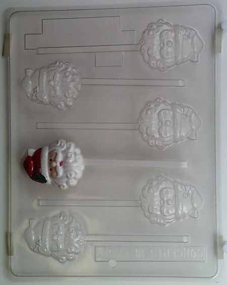 Chocolate// Candy Mold, Lollipop - Holiday, Christmas Santa Face with Curly Beard