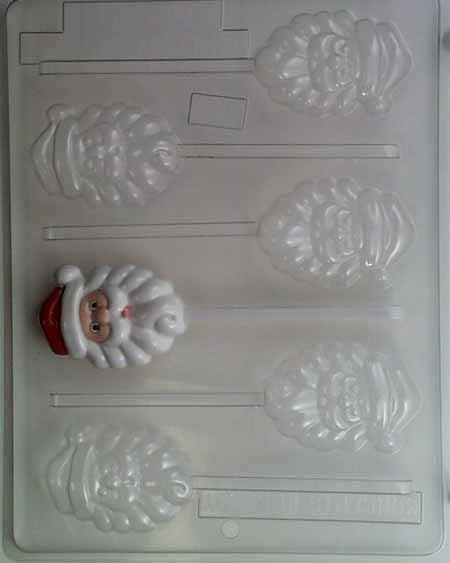 Chocolate// Candy Mold, Lollipop - Holiday, Christmas Santa Face with Beard