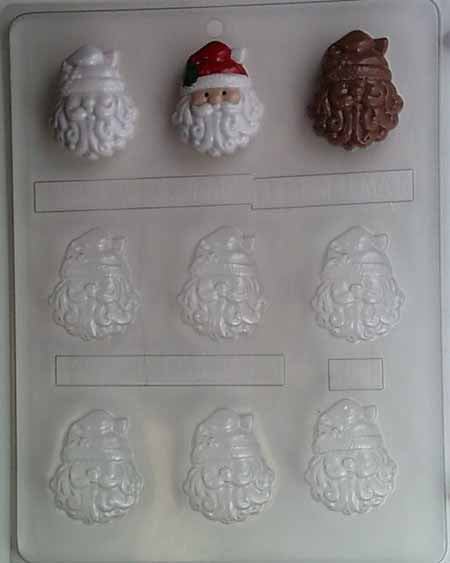 Chocolate// Candy Mold, Mini - Holiday, Christmas Santa Faces