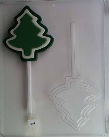 Chocolate// Candy Mold, Lollipop - Christmas, Medium-Large, Tri-Level Christmas Tree