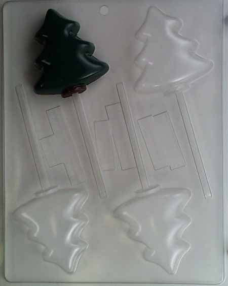 Chocolate// Candy Mold, Lollipop - Christmas, Medium Smooth Christmas Tree