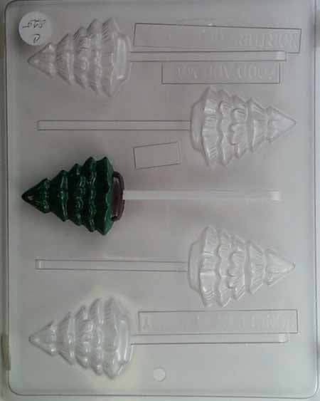 Chocolate// Candy Mold, Lollipop - Christmas, Small Plain Christmas Tree