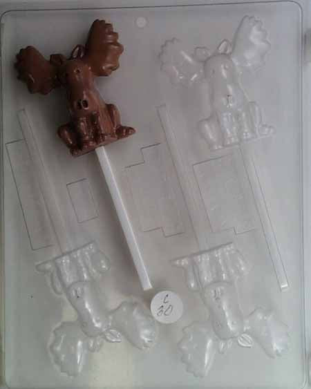 Chocolate// Candy Mold, Lollipop - Animal, Silly Moose