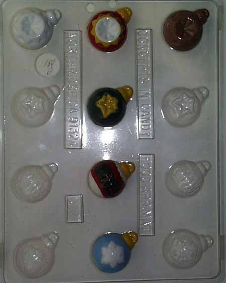 Chocolate// Candy Mold, Mini - Christmas, Assorted Christmas Ornaments