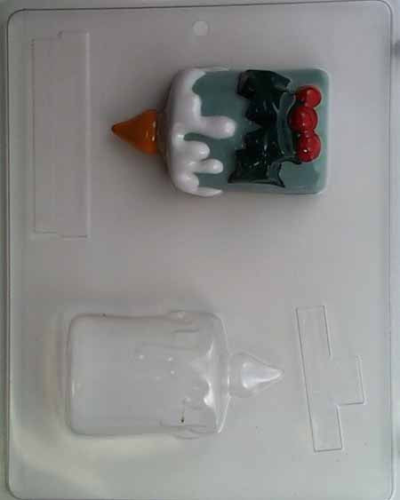 Chocolate// Candy Mold - Holiday, Candle Decorated with Holly