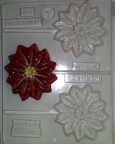 Chocolate// Candy Mold, Lollipop - Holiday, Poinsettia