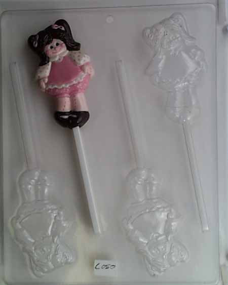 Chocolate// Candy Mold, Lollipop - Any Occasion, Girl Doll with Pigtails