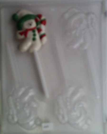 Chocolate// Candy Mold, Lollipop - Holiday, Christmas Snowman with Candy Cane