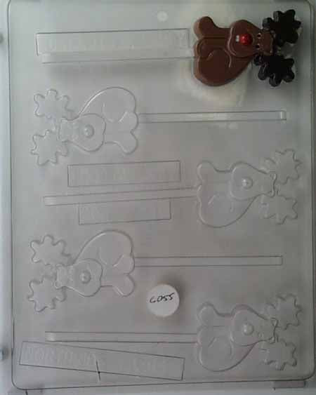 Chocolate// Candy Mold, Lollipop - Animal, Moose with Round Nose