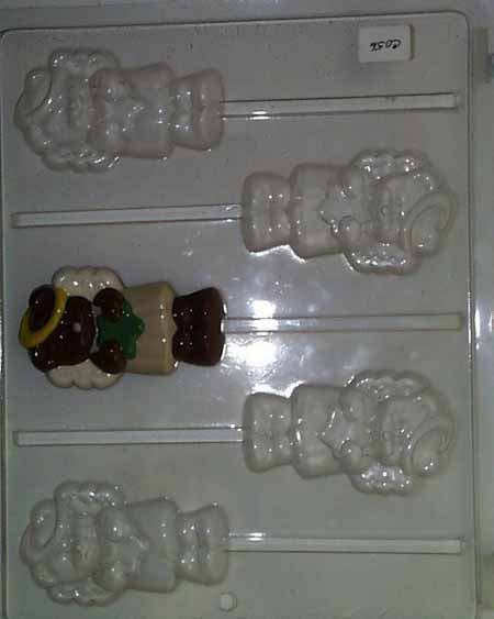 Chocolate// Candy Mold, Lollipop - Holiday, Angel Bear with Halo
