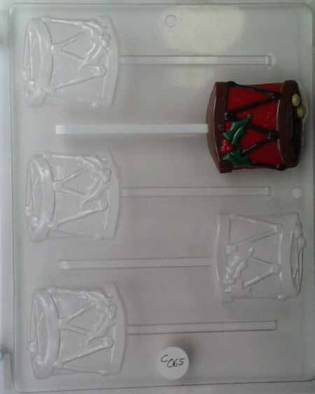 Chocolate// Candy Mold, Lollipop - Holiday, Drums Decorated with Holly