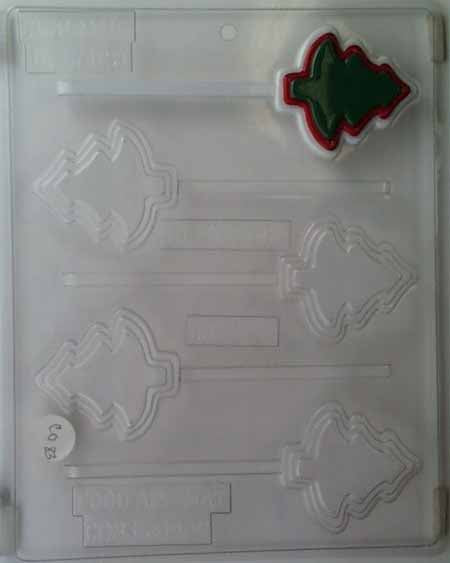 Chocolate// Candy Mold, Lollipop - Christmas, Medium-Small Tri-Level Christmas Tree