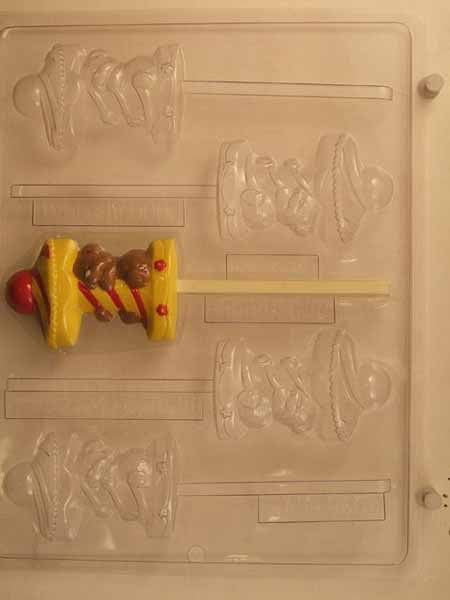 Chocolate// Candy Mold, Lollipop - Holiday, Carousel Pole Ornament with Bear