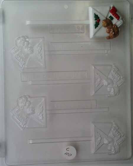 Chocolate// Candy Mold, Lollipop - Holiday, Bear with Letters to Santa