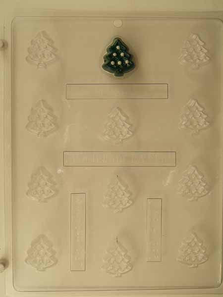 Chocolate// Candy Mold, Mini - Christmas, Small Christmas Tree with Little Ornaments