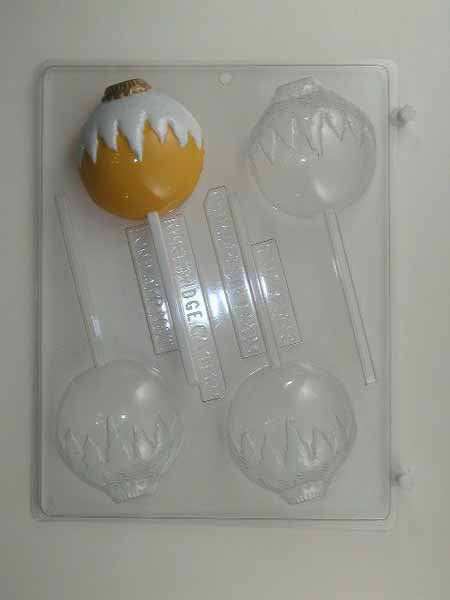 Chocolate// Candy Mold, Lollipop - Holiday, Christmas Ornament with Snow Cap
