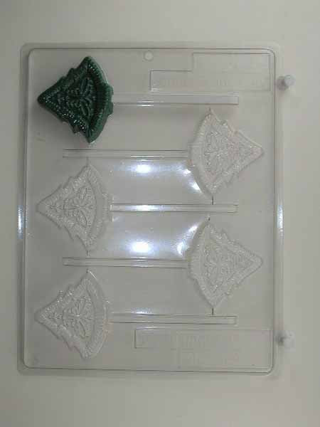 Chocolate// Candy Mold, Lollipop - Christmas, Small Christmas Tree with Ornate Lace Design