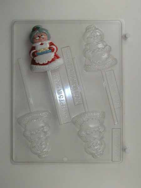 Chocolate// Candy Mold, Lollipop - Holiday, Christmas Mrs. Claus Holding Tray