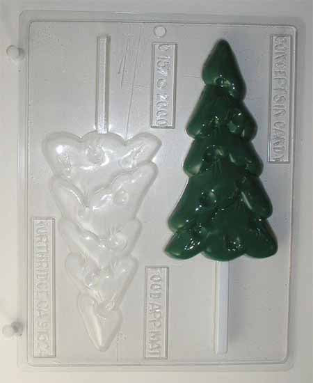 Chocolate// Candy Mold, Lollipop - Christmas, Christmas Tree with Divots for Candy