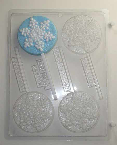 Chocolate// Candy Mold, Lollipop - Holiday, Christmas Snowflake #3 on Round
