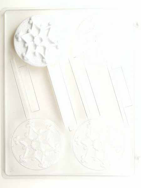 Chocolate// Candy Mold, Lollipop - Holiday, Christmas Snowflake #2 on Round