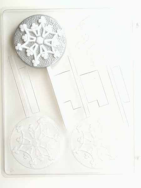 Chocolate// Candy Mold, Lollipop - Holiday, Christmas Snowflake #1 on Round