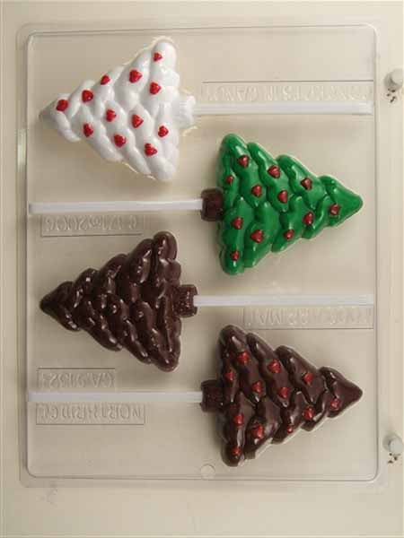Chocolate// Candy Mold, Lollipop - Christmas, Christmas Tree with Hearts