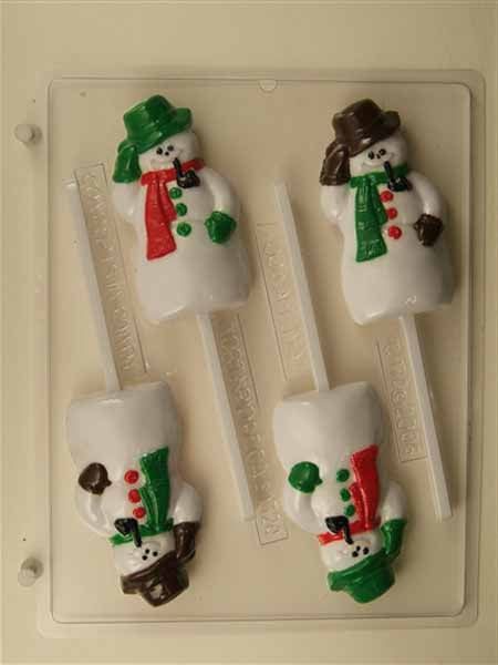 Chocolate// Candy Mold, Lollipop - Holiday, Christmas Snowman with Scarf