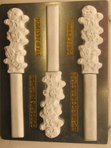 Chocolate// Candy Mold, Pretzel - Christmas, Stack of Three Gingerbread Figures Pretzel Rod