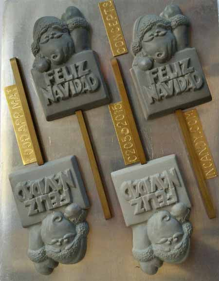Chocolate// Candy Mold, Lollipop - Holiday, "Feliz Navidad" with Santa