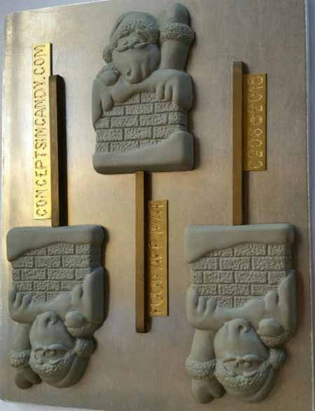 Chocolate// Candy Mold, Lollipop - Holiday, Christmas Santa in Chimney