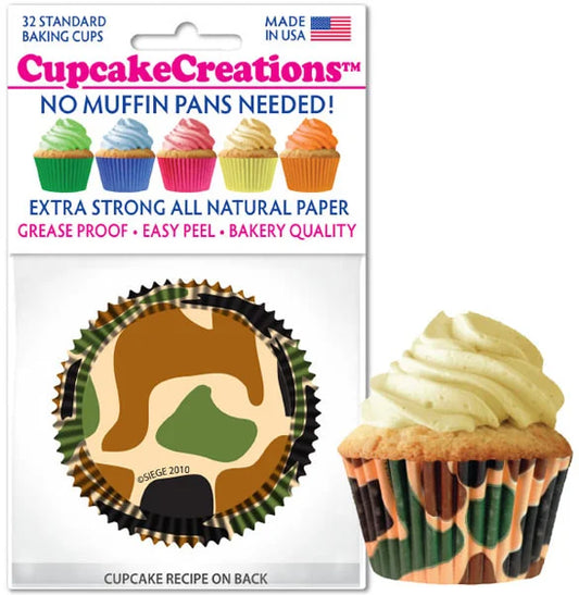 Cupcake Creations // Cupcake Liners "Camo" 2" Base x 1 3/8 " Wall