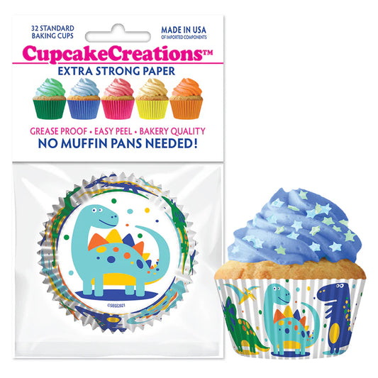 Cupcake Creations // Cupcake Liners "Dinosaur" 2" Base x 1 3/8 " Wall