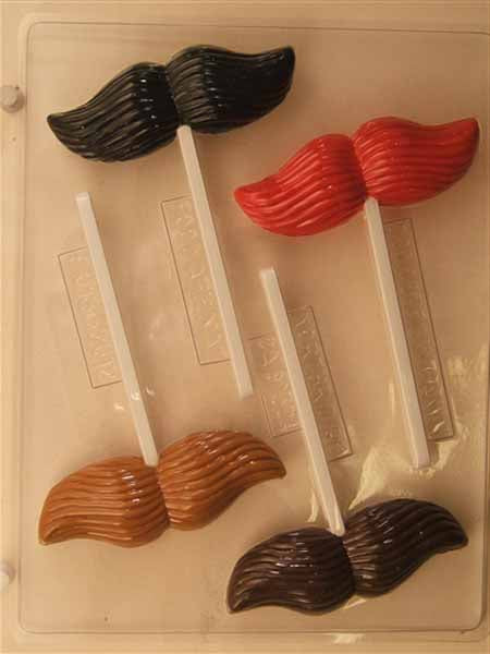 Chocolate// Candy Mold, Lollipop -Father, Large Moustaches