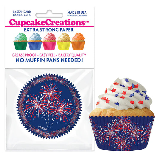 Cupcake Creations // Cupcake Liners "Fireworks" 2" Base x 1 3/8 " Wall