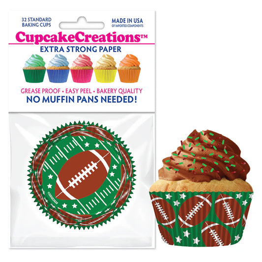 Cupcake Creations // Cupcake Liners "Football" 2" Base x 1 3/8 " Wall