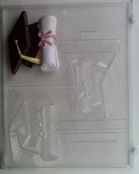 Chocolate// Candy Mold, Lollipop - Graduation, Cap and Diploma