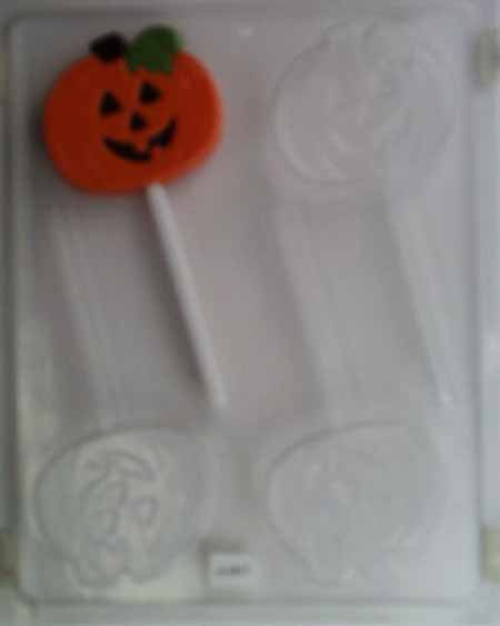Chocolate// Candy Mold, Lollipop - Halloween, Medium Smiling Pumpkin