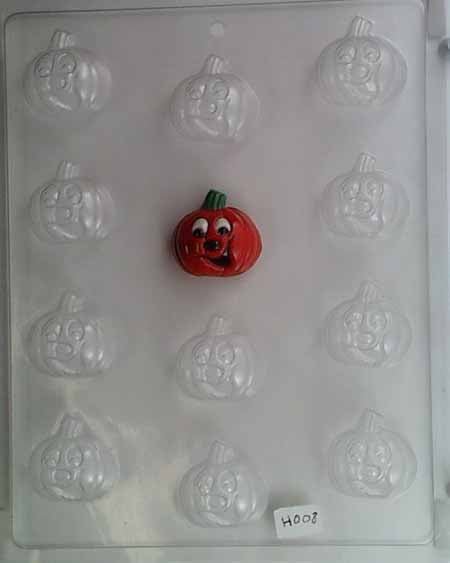 Chocolate// Candy Mold, Mini - Halloween, Small Pumpkin with Crooked Smile