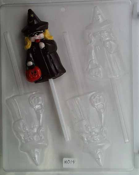 Chocolate// Candy Mold, Lollipop - Halloween, Girl with a Pumpkin in a Witch's Costume