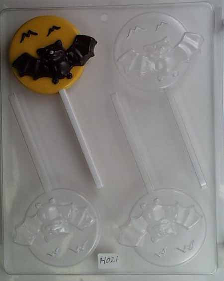 Chocolate// Candy Mold, Lollipop - Halloween, Bat on Round