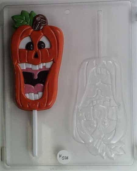 Chocolate// Candy Mold, Lollipop - Halloween, Very Large Pumpkin with Open Mouth