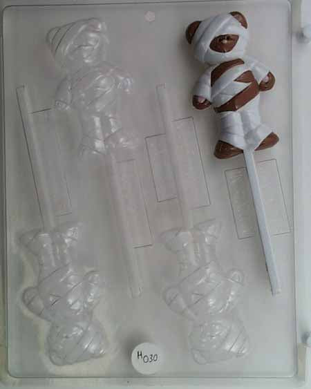Chocolate// Candy Mold, Lollipop - Halloween, Mummy Bear