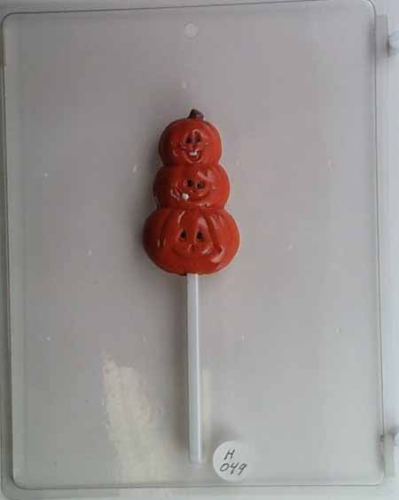 Chocolate// Candy Mold, Lollipop - Halloween, Stack of Three Cute Pumpkins