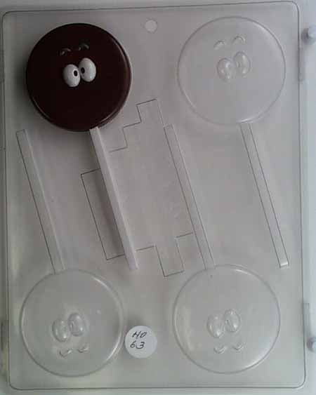 Chocolate// Candy Mold, Lollipop - Halloween, Eyes with Eyebrows on a Round