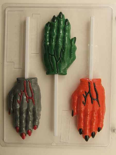 Chocolate// Candy Mold, Lollipop - Halloween, Scary Wrinkled and Veined Hands