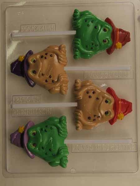 Chocolate// Candy Mold, Lollipop - Halloween, Toad with Witch Hat and Star