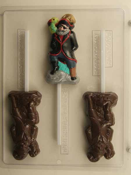 Chocolate// Candy Mold, Lollipop - Halloween, Pirate with a Parrot
