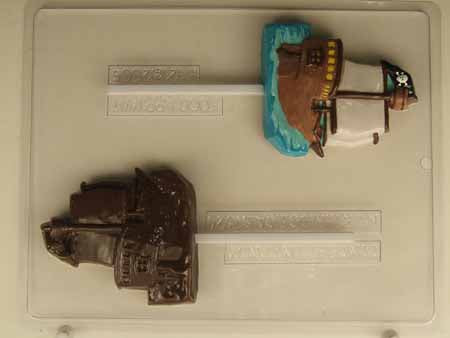 Chocolate// Candy Mold, Lollipop - Halloween, Large Pirate Ship
