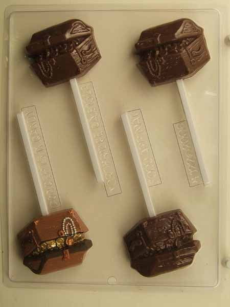 Chocolate// Candy Mold, Lollipop - Halloween, Open Pirate's Chest